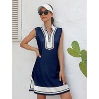 Women's Golf Dress Navy Sleeveless Fall Winter Ladies Golf Attire Clothes Outfits Wear Apparel Lightinthebox - thumbnail