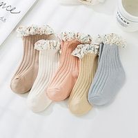 Kids Girls' Socks Blue Pink Brown Jacquard Ruffle Spring Summer Sweet Daily Wear 1-12 Years Lightinthebox - thumbnail