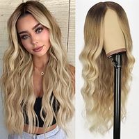 Blonde Wig for Women Long Wavy Lace Hairline Blond Wig Synthetic Middle Part Ombre Blonde Wigs for Daily Party miniinthebox