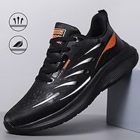 Men's Women Sneakers Flyknit Shoes Fleece lined Walking Vintage Casual Outdoor Daily Leather Warm Height Increasing Comfortable Lace-up Black orange Black white Fall Winter Lightinthebox