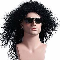 70s 80s costume wig rock wig long curly fashion smart rocker wig metal punk halloween costumes (black) (Only Wig Without Glasses) miniinthebox - thumbnail