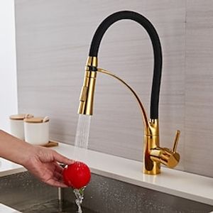 Kitchen Faucet Pull Down Sink Mixer Taps, 360 Swivel Flexible Tube Pipe Brass Taps, Single Handle with Hot and Cold Water Hose miniinthebox