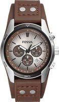 Fossil Mens Coachman Stainless Steel And Leather Casual Cuff Quartz Watch Casual-CH2891