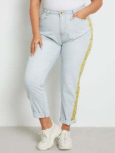 Plus Size Patchwork Pocket Design Zip Design Jeans