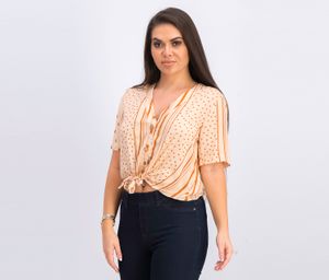 Womens Tie Hem Top  Rust/Pale Orange