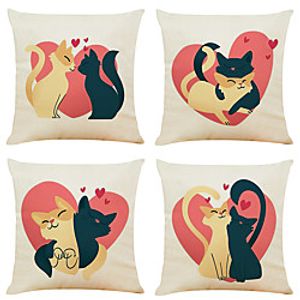 Valentine's Day Double Side Cushion Cover 4PC Soft Decorative Square Throw Pillow Cover Cushion Case Pillowcase for Bedroom Livingroom Superior Quality Machine Washable Indoor Cushion for Sofa Couch Bed Chair Lightinthebox