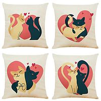 Valentine's Day Double Side Cushion Cover 4PC Soft Decorative Square Throw Pillow Cover Cushion Case Pillowcase for Bedroom Livingroom Superior Quality Machine Washable Indoor Cushion for Sofa Couch Bed Chair Lightinthebox - thumbnail