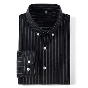 Men's  Dress Shirt Plaid Striped Turndown Black  White Black Dark Gray Navy Blue Gray Outdoor Street Long Sleeve Button-Down Clothing Apparel Cotton Fashion Breathable Comfortable Lightinthebox