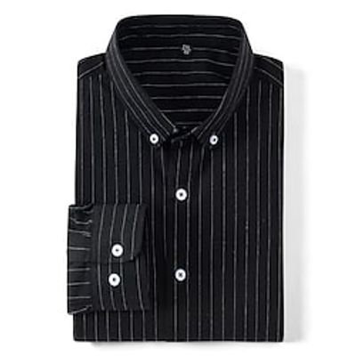 Men's  Dress Shirt Plaid Striped Turndown Black  White Black Dark Gray Navy Blue Gray Outdoor Street Long Sleeve Button-Down Clothing Apparel Cotton Fashion Breathable Comfortable Lightinthebox