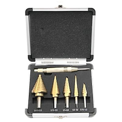 6pcs HSS Titanium Step Drill Bit With Center Punch Drill Set Hole Cutter Drilling Tool Kit Set miniinthebox