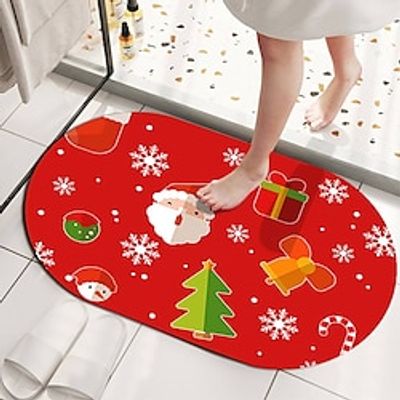 Christmas Decoration Diatomaceous Earth Bath Mat Soft Mat Rubber Anti-Slip Fast Dry Super Absorbent Thin Bathroom Mat for Under Door - Bathroom Floor Mat Rug Bathtub Front Shower Mat Sink miniinthebox