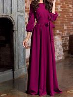 Round Neck Patch Pocket Plain Maxi Dress - thumbnail