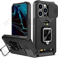 Phone Case For iPhone 15 Pro Max Plus iPhone 14 13 12 11 Pro Max Mini SE X XR XS Max 8 7 Plus Back Cover Ring Holder Card Slot Shockproof TPU PC miniinthebox - thumbnail
