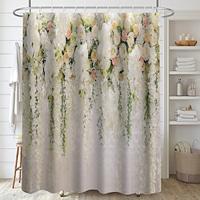 Plant and Flower Bathroom Deco Shower Curtain with Hooks Bathroom Decor Waterproof Fabric Shower Curtain Set with12 Pack Plastic Hooks Lightinthebox