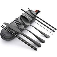 Portable Stainless Steel Flatware Set, Travel Camping Cutlery Set, Portable Utensil Travel Silverware Dinnerware Set with a Waterproof Case miniinthebox - thumbnail