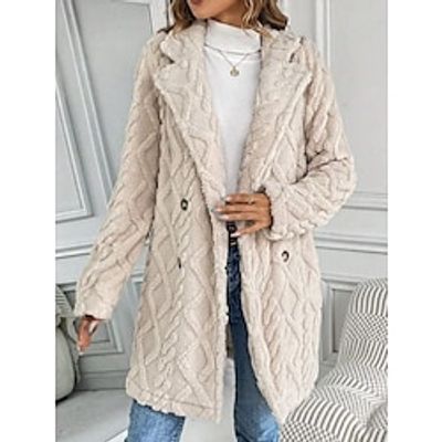 Women's Teddy Coat Fleece Sherpa Jacket Fuzzy Thermal Warm Long Winter Coat Windproof Heated Coat Double Breasted Lapel Cream Outerwear Long Sleeve Fall Black Apricot Lightinthebox Women's Teddy Coat Fleece Sherpa Jacket Fuzzy Thermal Warm Long Winter Coat Windproof Heated Coat Double Breasted Lapel Cream Outerwear Long Sleeve Fall Black Apricot Lightinthebox