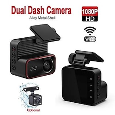 Metal 2 Channel WIFI Car DVR HD 1080P Dual Lens Front And Rear Vehicle Dash Camera DVRs Video Recorder Dashcam Camcorder Lightinthebox