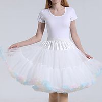 Women's Performance Homecoming Active Casual Short Skirts Color Block Layered Tulle Pleated White miniinthebox - thumbnail