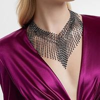 Fine Jewelry Rhinestones Women's Luxury Tassel Tassel Fringe Cool Wedding Drops Necklace For Wedding Party Prom Lightinthebox - thumbnail