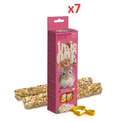 Little One Sticks For Hamsters, Rats, Mice And Gerbils With Puffed Rice And Nuts 2x55g (Pack Of 7)