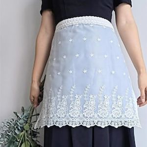 Countryside Style Waterproof Half Apron Skirt Home Kitchen Restaurant Korean White Lace Half Waist Lightinthebox