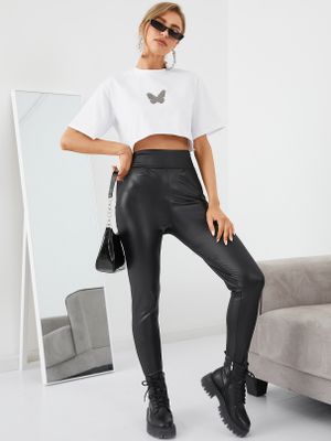 Black Faux Leather High Waisted Leggings Black Faux Leather High Waisted Leggings