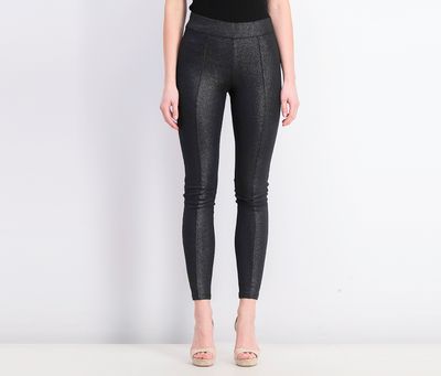 Womens Metallic Pants  Black