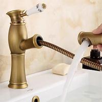 Bathroom Sink Faucet - Pull out Antique Brass Centerset Single Handle One HoleBath Taps Lightinthebox