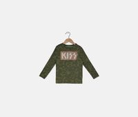 Boys Kiss Camouflage Long Sleeve Tee  Olive - thumbnail