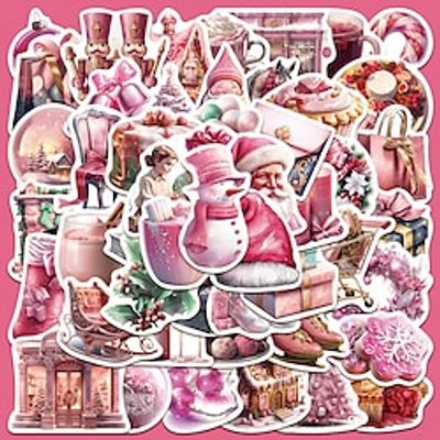 100Pcs Pink Christmas Sticker Santa Claus Snowman Christmas Tree Laptop Skateboard Very Thin New Year Gift Sticker miniinthebox 100Pcs Pink Christmas Sticker Santa Claus Snowman Christmas Tree Laptop Skateboard Very Thin New Year Gift Sticker miniinthebox