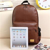 Casual Men PU Leather Backpack Laptop Outdoor School Bookbag