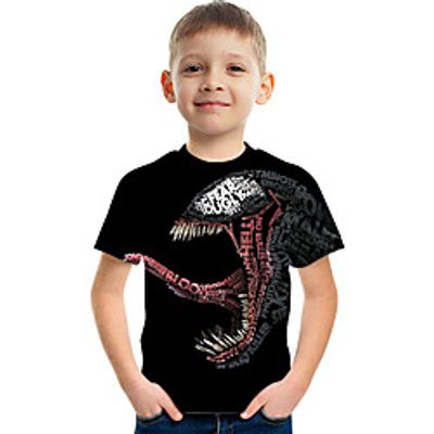 Kids Boys' T shirt Tee Short Sleeve Graphic Children Tops Active Black 3-12 Years Lightinthebox