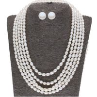 Sri Jagdamba Pearls Shreya 5 Lines Oval Pearl Set - JPJUN-20-227