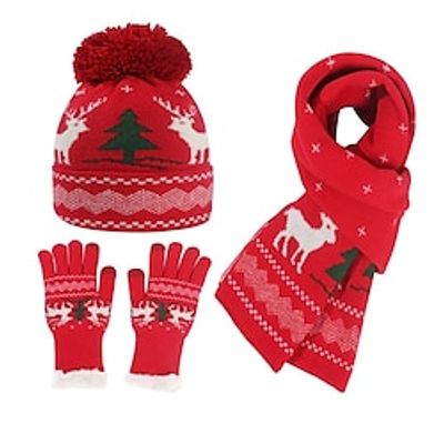 Santa Suit Gloves Hat Scarf Women's Girls' Dailywear Christmas Christmas New Year Kid's Adults' Party Christmas Vacation 100% Acrylic Gloves Scarf Hat miniinthebox