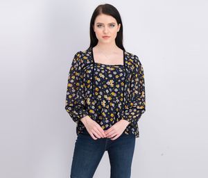 Womens Delano Velvet Detail Top  Navy