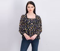 Womens Delano Velvet Detail Top  Navy - thumbnail