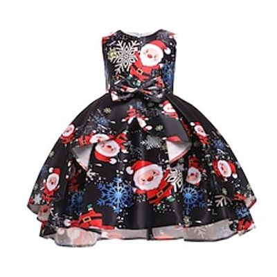 Kids Girls' Party Dress Solid Color Sleeveless Graduation Pegeant Tie Knot Daily Princess Beautiful Cotton Midi Party Dress Spring Fall Winter 3-10 Years Black Lightinthebox
