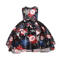Kids Girls' Party Dress Solid Color Sleeveless Graduation Pegeant Tie Knot Daily Princess Beautiful Cotton Midi Party Dress Spring Fall Winter 3-10 Years Black Lightinthebox - thumbnail