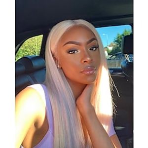 Brazilian Blonde Wig Straight 1341 Lace Closure Human Hair Wigs Blonde Color 613 Human Hair T Lace Front Wigs Blonde Hair Lightinthebox