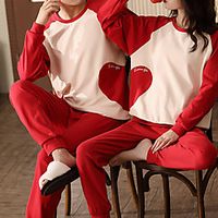Women's Breathable Gift Pajamas Sets Home Daily Bed Valentine's Day Elastic Waist Print Heart Cotton Lovers Fashion Soft Sweet T shirt Pant Spring Summer Crew Neck Long Sleeve Long Pant Lightinthebox - thumbnail