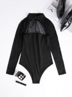 CHRISTMAS SALE Black Cut Out Crew Neck Long Sleeves Bodysuit - thumbnail