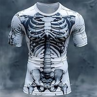 Graphic Skeleton Designer Retro Vintage Subculture Men's 3D Print T shirt Tee Sports Outdoor Holiday Going out T shirt White Light Grey Dark Gray Short Sleeve Crew Neck Shirt Spring Summer Clothing Lightinthebox
