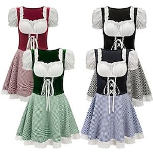 Carnival Oktoberfest Beer Costume Dress Dirndl Trachtenkleider Oktoberfest  Beer Dresses Cosplay Bavarian Wiesn Women's Traditional Style Cloth Dress Apron Lightinthebox