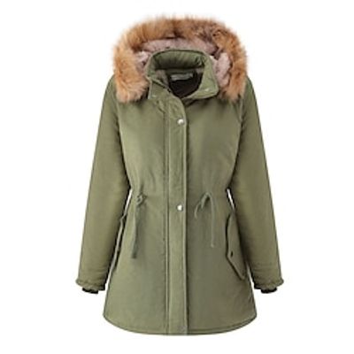 Women's Parka Puffer Coat Winter Coat Thermal Warm Windproof Heated Coat with Removable Fur Collar Fall Zip up Drawstring Fleece Jacket with Pockets Outerwear Army Green Black Lightinthebox Women's Parka Puffer Coat Winter Coat Thermal Warm Windproof Heated Coat with Removable Fur Collar Fall Zip up Drawstring Fleece Jacket with Pockets Outerwear Army Green Black Lightinthebox