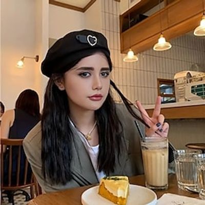Elegant Heart Black Berets Solid Color French Style Beret Hats Classic Painter Cap For Women Lightinthebox