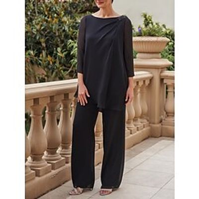 Jumpsuits Mother of the Bride Dress Wedding Guest Elegant Scoop Neck Ankle Length Chiffon 34 Length Sleeve with Appliques Ruching Solid Color 2023 Lightinthebox Jumpsuits Mother of the Bride Dress Wedding Guest Elegant Scoop Neck Ankle Length Chiffon 34 Length Sleeve with Appliques Ruching Solid Color 2023 Lightinthebox