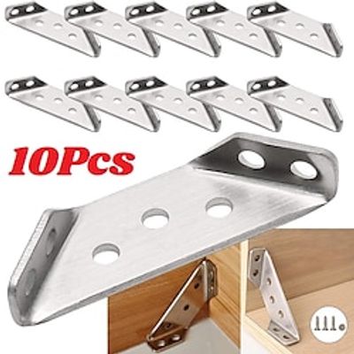 10Pcs Triangle Corner Brace Angle Bracke with Screws Shelf Support Fastener.Stainless Steel Corner Brace Triangular Flange Angle Bracket Mending Plate Furniture Fastener Joint Corner Connector Lightinthebox