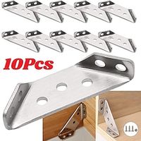 10Pcs Triangle Corner Brace Angle Bracke with Screws Shelf Support Fastener.Stainless Steel Corner Brace Triangular Flange Angle Bracket Mending Plate Furniture Fastener Joint Corner Connector Lightinthebox - thumbnail