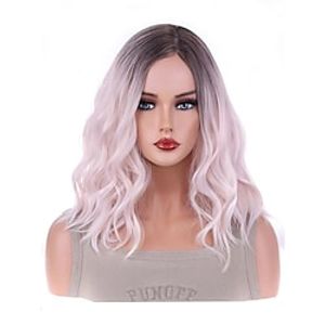 Synthetic Wig Curly Asymmetrical Machine Made Wig Medium Length A1 Synthetic Hair Women's Soft Classic Easy to Carry Pink Ombre Lightinthebox