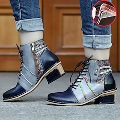 Women's Boots Lace Up Boots Handmade Shoes Vintage Shoes Daily Booties Ankle Boots Winter Sparkling Glitter Zipper Lace-up Chunky Heel Round Toe Vintage Casual Comfort Leather Polyester Sheepskin Lightinthebox Women's Boots Lace Up Boots Handmade Shoes Vintage Shoes Daily Booties Ankle Boots Winter Sparkling Glitter Zipper Lace-up Chunky Heel Round Toe Vintage Casual Comfort Leather Polyester Sheepskin Lightinthebox